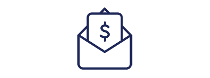 Envelope with money in it icon.