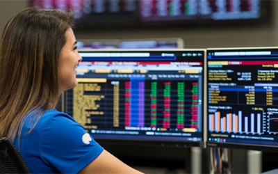 Student with trading dashboard