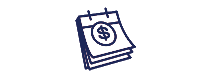 Calendar icon with dollar sign on page.