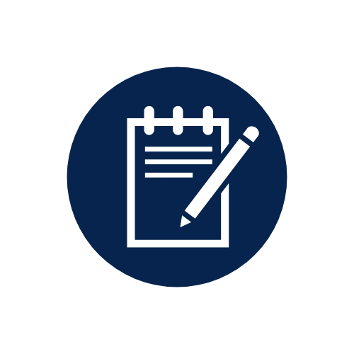 Place Holder Pencil and notepad icon in blue circle