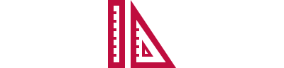 Red icon depicting measuring tools