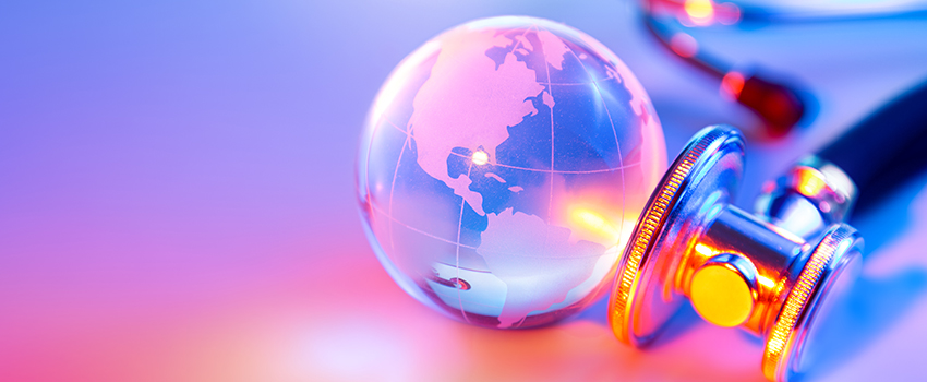Globe and stethoscope.