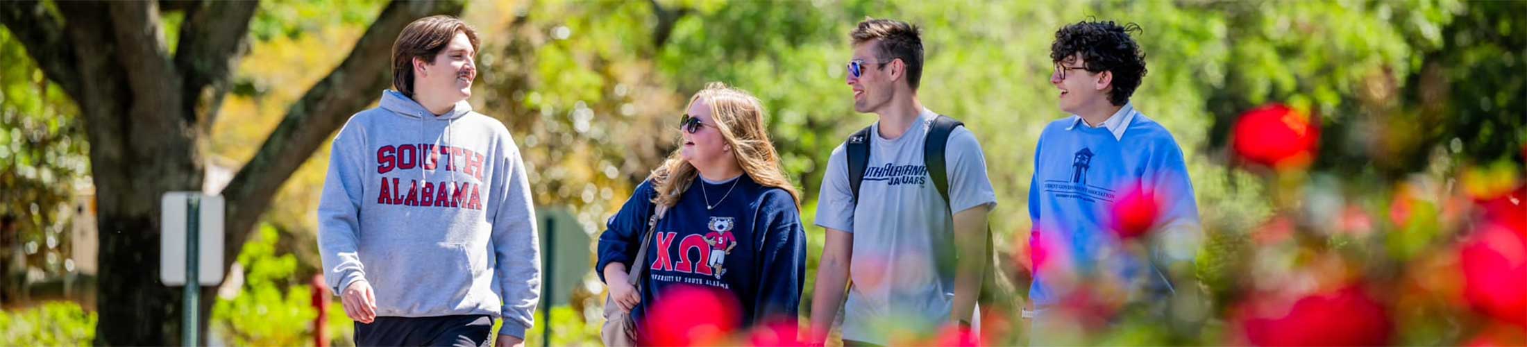 Students walking on campus.