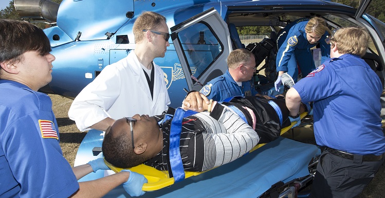 South students in the emergency medical services program load a "victim" onto a helicopter for treatment at a local hospital during an annual disaster drill held Thursday on campus.
data-lightbox='featured'