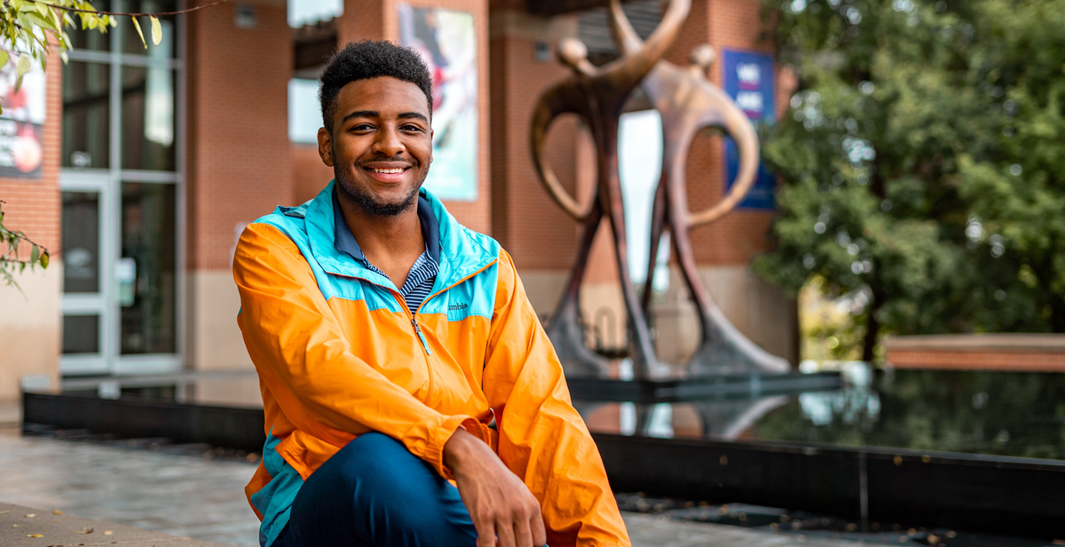 Keon Farmer, a nursing major from Pass Christian, Mississippi, says he's learning to play volleyball at the Student Recreation Center. “Whoever comes, comes, and we’ll play from 6:30 to 11 o’clock closing at night. It’s hard core.” data-lightbox='featured'