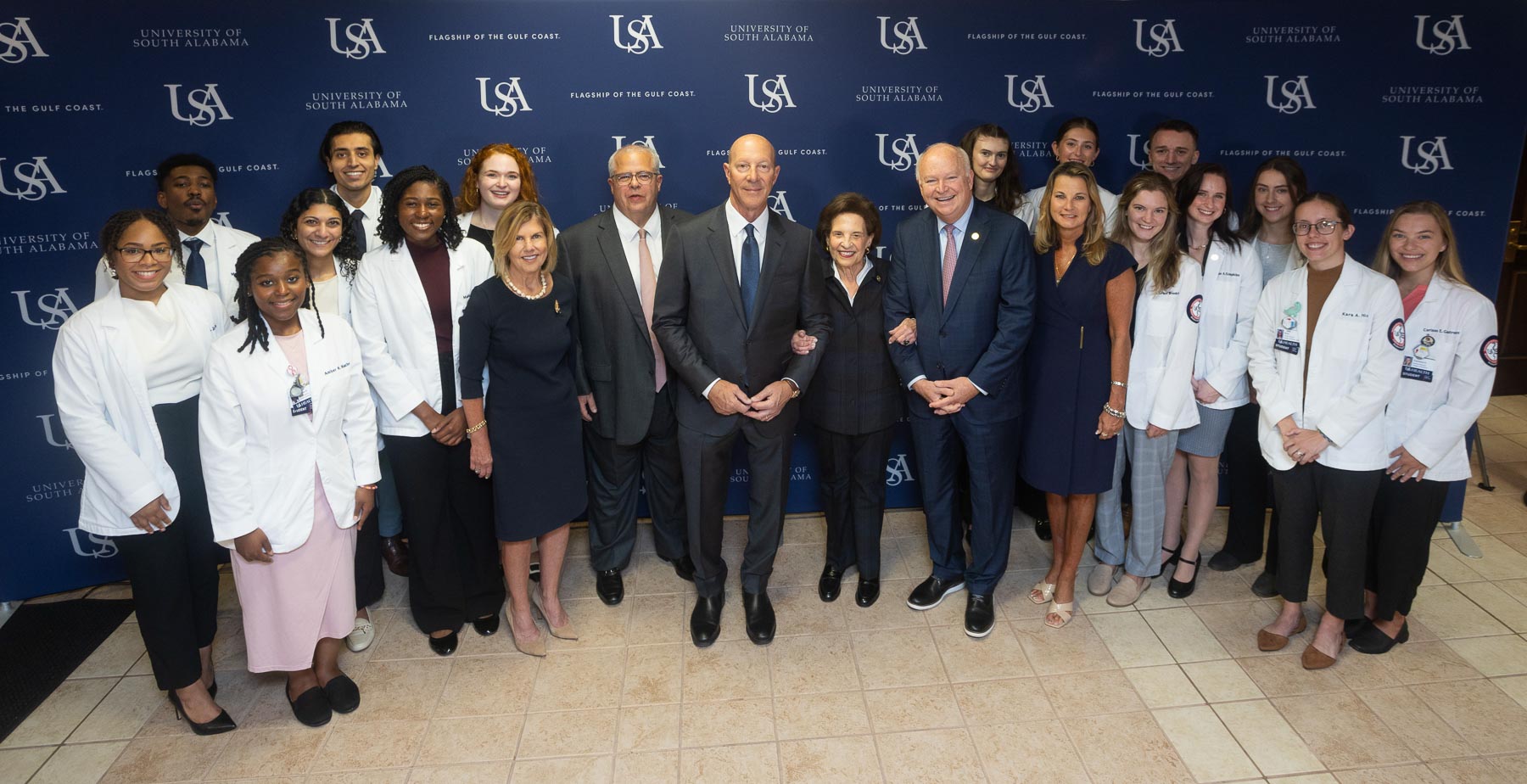 Businessman Elliot B. Maisel, center, gifted the University of South Alabama $5 million for its Frederick P. Whiddon College of Medicine. A large gathering area in the new building will be named the Maisel Family Forum. data-lightbox='featured'